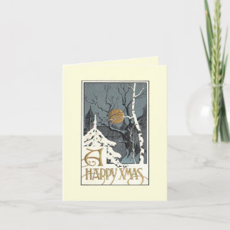 Carte de voeux Deco Snowy Moon Birch Tree