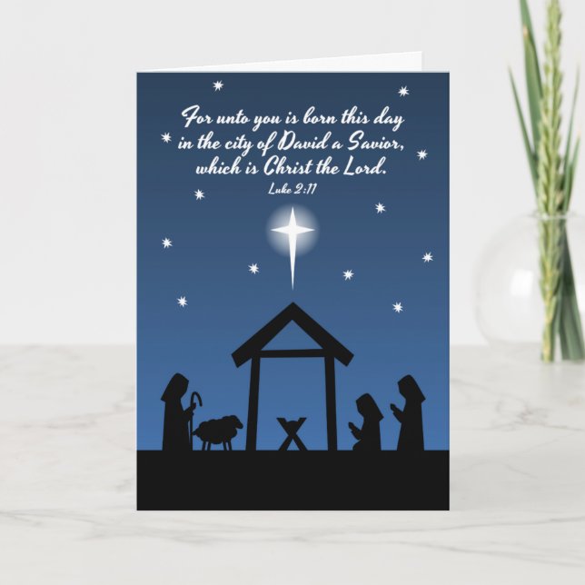 Carte de voeux d'écriture sainte de nativité de (Devant)