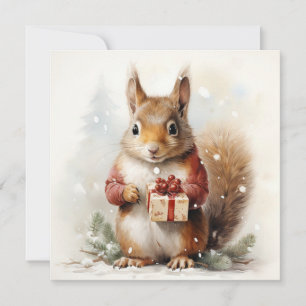 Carte de voeux d'écureuil de Noël
