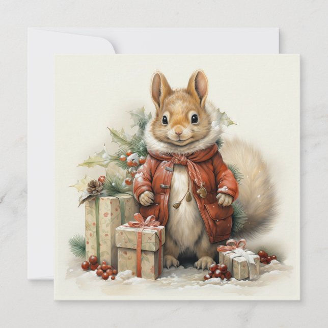 Carte de voeux d'écureuil de Noël (Devant)