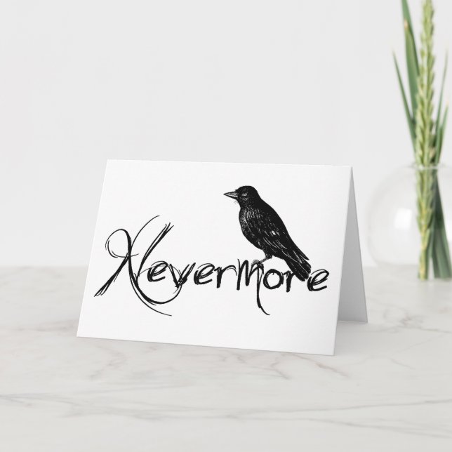 Carte de voeux d'Edgar Allen Poe Raven plus jamais (Devant)