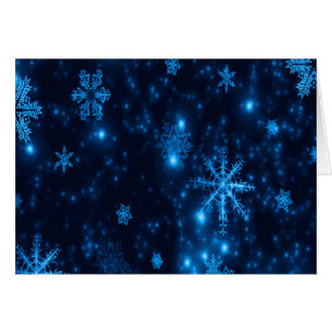 Carte de voeux Deep Blue & Bright Snowflakes