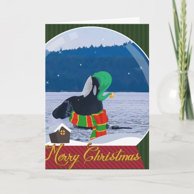 Carte de voeux d'Elf d'épaulard de Joyeux Noël (Devant)