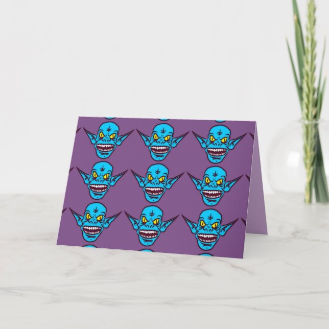 carte de voeux démon troll bleu zombie (Devant)