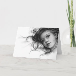 Carte de voeux d'enfant de rose d'hiver
