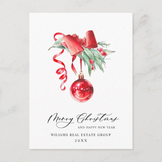 Carte de vœux d'entreprise Ornement de Noël élégan (Devant)