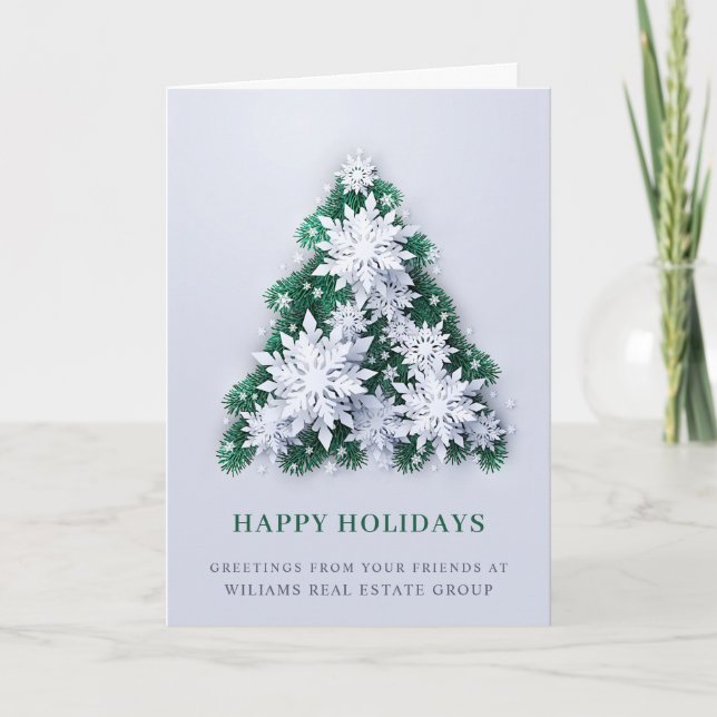 Carte de vœux d'entreprise pour Noël avec flocon d (Devant)