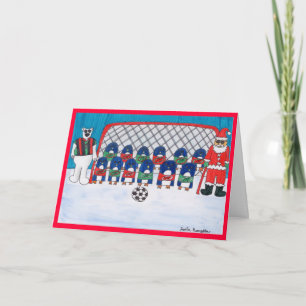 Carte de voeux d'équipe de football de Père Noël