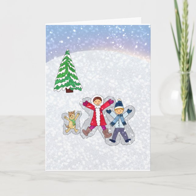 Carte de voeux des anges de neige (Devant)