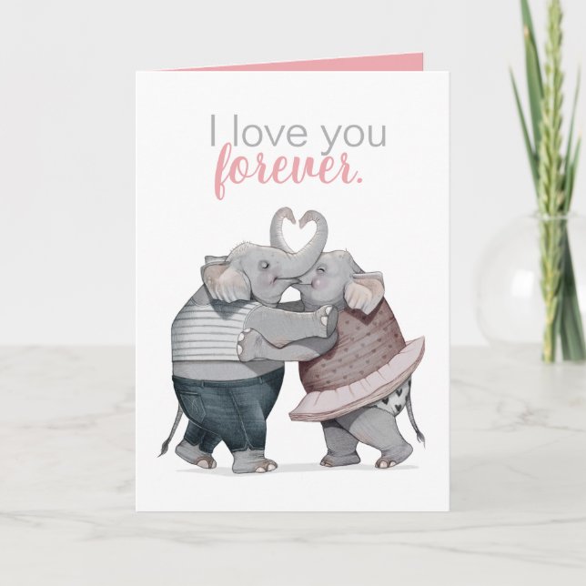 Carte de voeux des éléphants amoureux (Devant)