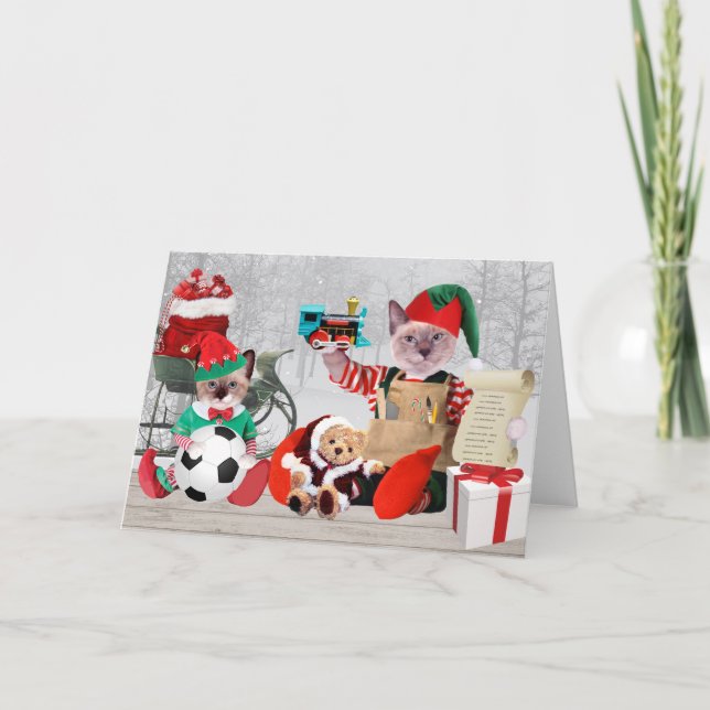 Carte de vœux des lutins chatons du Père Noël (Devant)