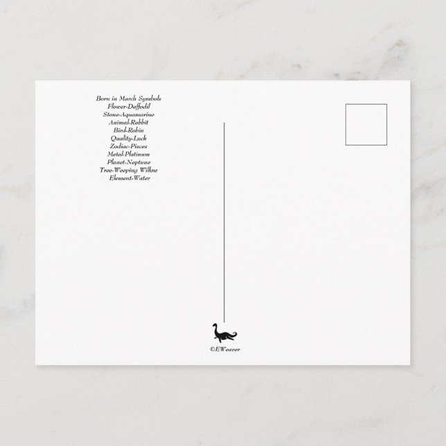 Carte de voeux des symboles d'anniversaire de mars (Dos)