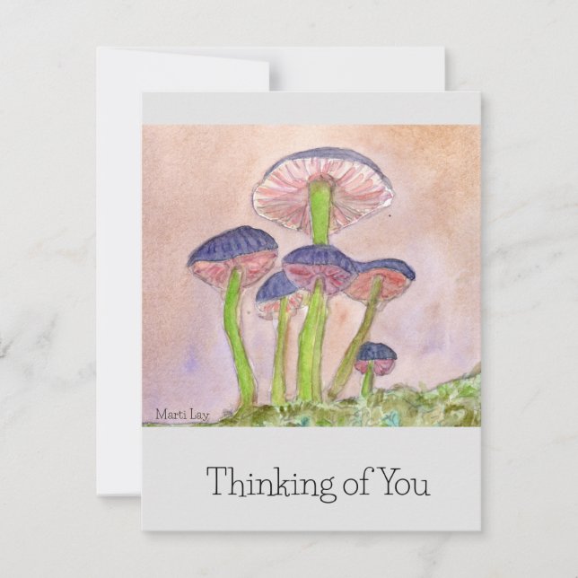 Carte de voeux design de champignons, "Penser à vo (Devant)