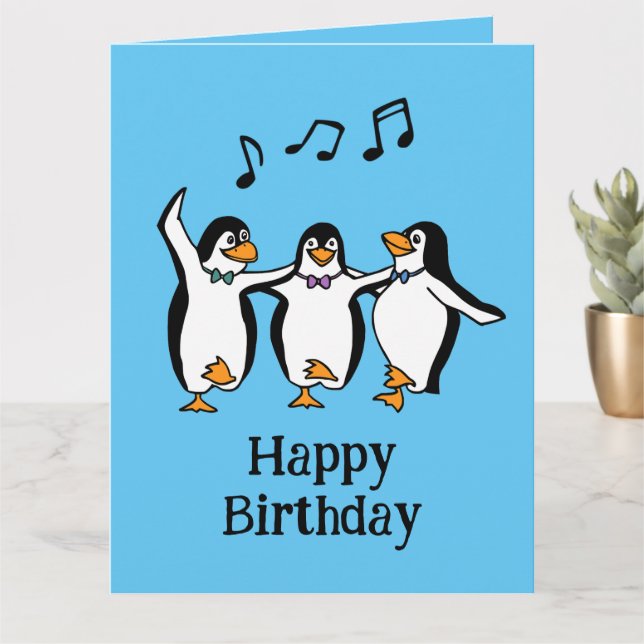 Carte de voeux design pour pingouins dansants (Petite plante)