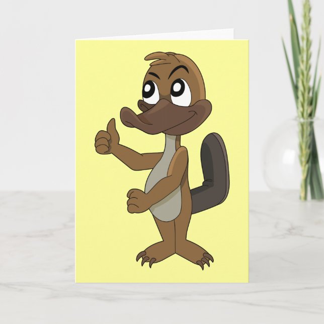 Carte de vœux dessinée d'un ornithorynque (Devant)