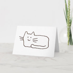 Carte de vœux dessinée en ligne de chat de dessin