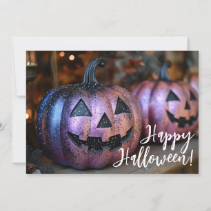 Carte de vœux d'Halloween à paillettes noires et v