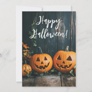 Carte de vœux d'Halloween aux citrouilles rustique