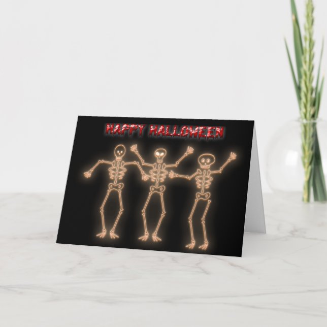 Carte de voeux d'Halloween avec crâne dansant (Devant)