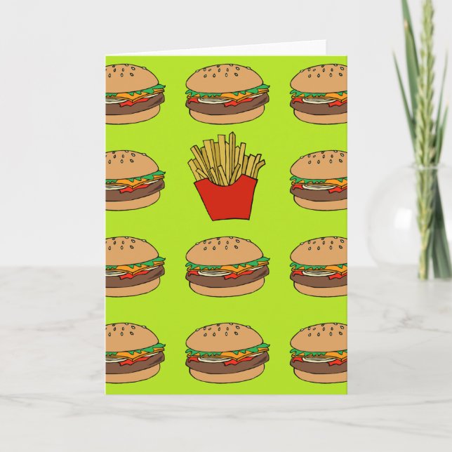 Carte de voeux d'hamburger et de fritures (Devant)