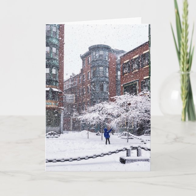 Carte de vœux d'hiver de North End de Boston (Devant)