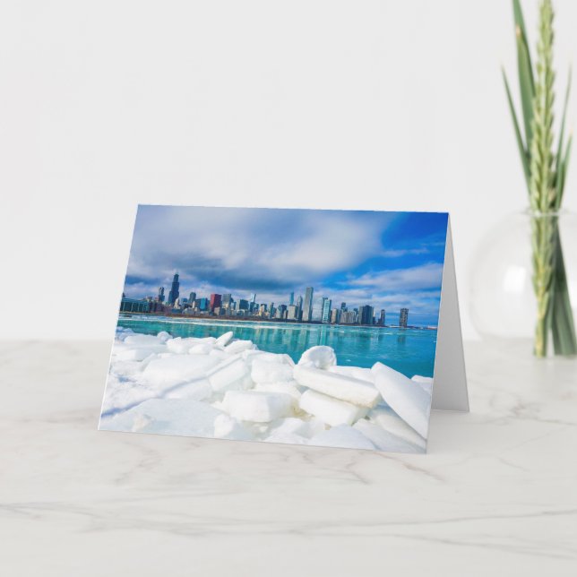 Carte de voeux d'horizon d'hiver de Chicago (Devant)