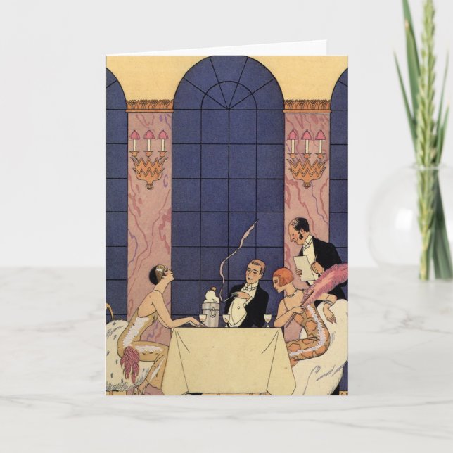 Carte de voeux dinante fine d'art déco (Devant)