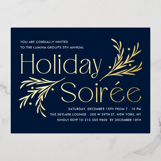 Carte de voeux d'invitation de soirée somptueuse (Recto)