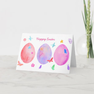 Carte de voeux d'oeufs de pâques d'aquarelle