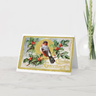 Carte de voeux d'oiseau de Noël de bibliothèque de