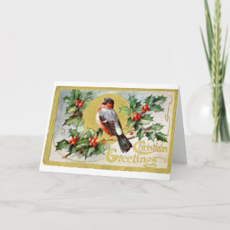Carte de voeux d'oiseau de Noël de bibliothèque de