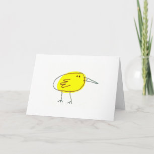 Carte de vœux doodle d'oiseau jaune drôle