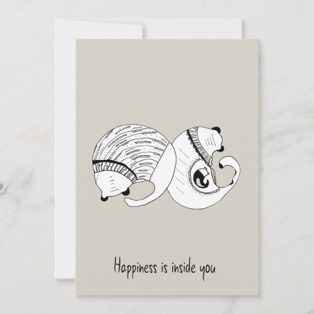 Carte de voeux Doodle Grey Chats Famille Grossesse (Devant)