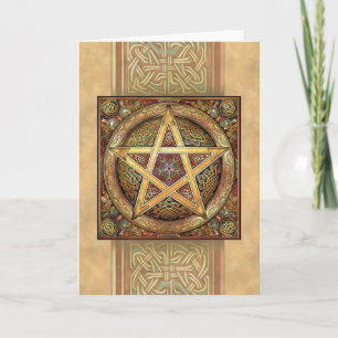 Carte de voeux d'or de pentagramme de Knotwork