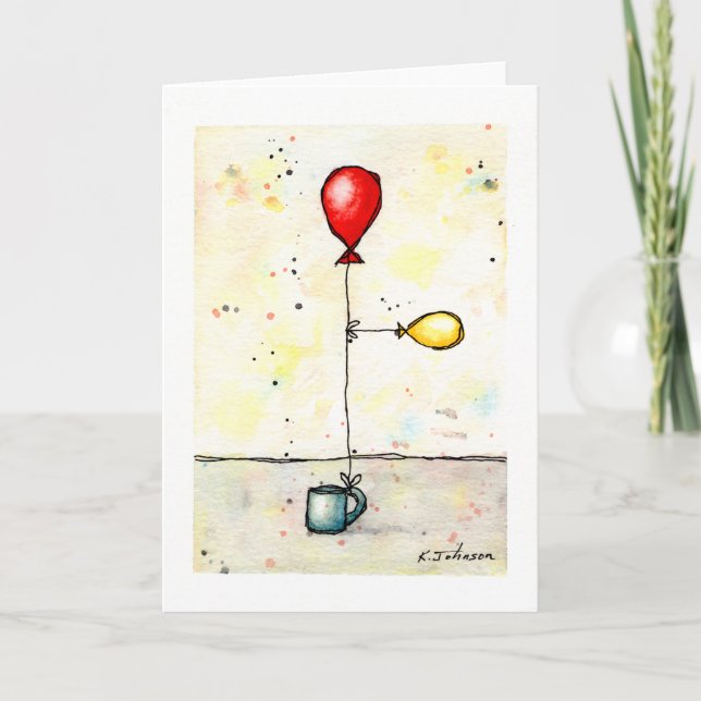 Carte de voeux double couleur d'aquarelle (Devant)