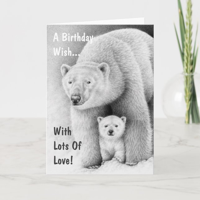 Carte de voeux d'ours blanc et de CUB (Devant)