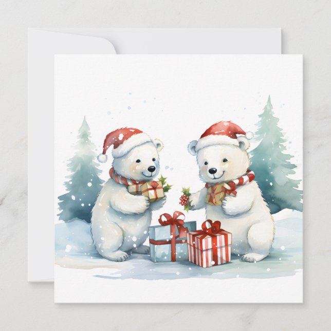 Carte de vœux d'ours polaires (Devant)