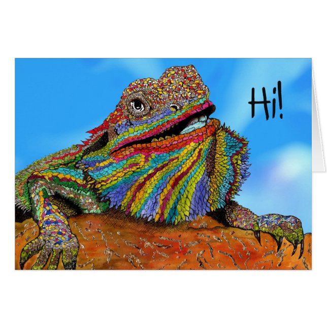 Carte de voeux Dragon Colorée (Devant Horizontal)