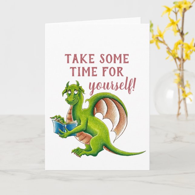 Carte de voeux dragon humoristique (Fleur jaune)