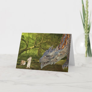 Carte de vœux Dragon rencontre lapin