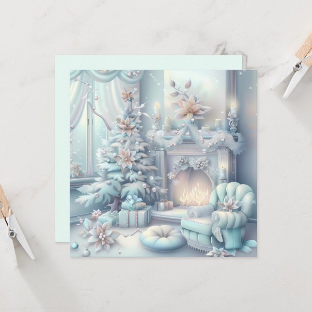 Carte de voeux Dreamy Christmas Room (Devant/Arrière en situation)