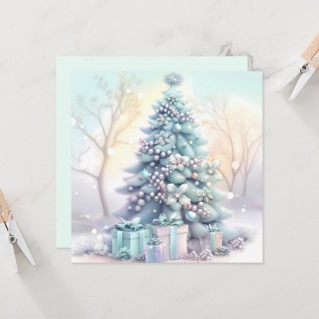 Carte de voeux Dreamy Christmas Tree (Devant/Arrière en situation)
