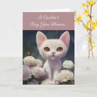 Carte de vœux drôle avec un chaton blanc mignon