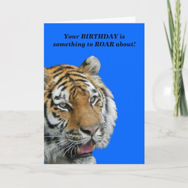 Carte de voeux drôle d'anniversaire de tigre (Devant)