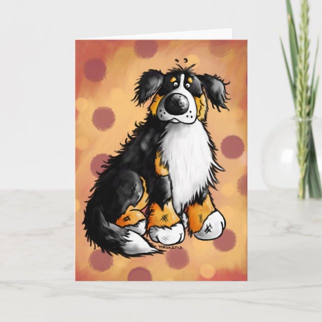 Carte de voeux drôle de bande dessinée de chien de (Devant)