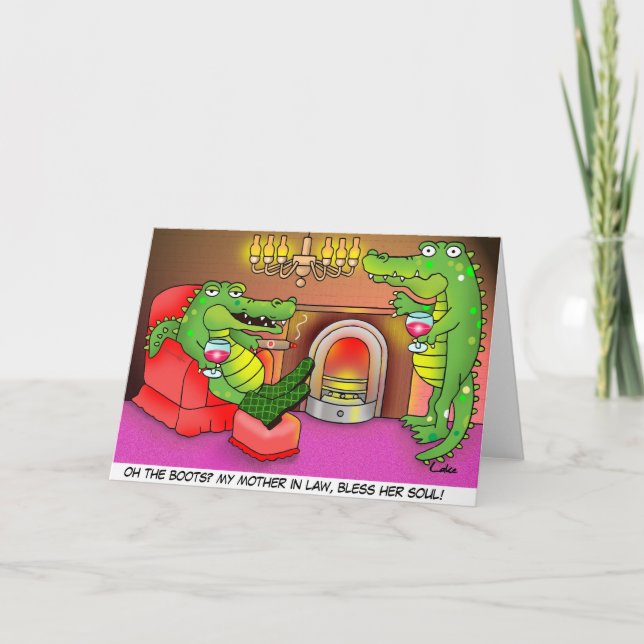 Carte de voeux drôle de belle-mère de crocodile (Devant)