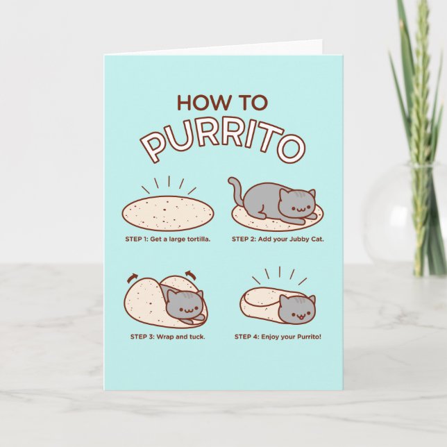 Carte de vœux drôle de chat : COMMENT PURRITO (Devant)