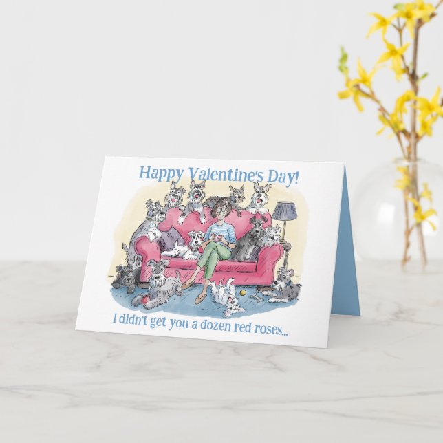 Carte de vœux drôle de chien pour la Saint-Valenti (Fleur jaune)