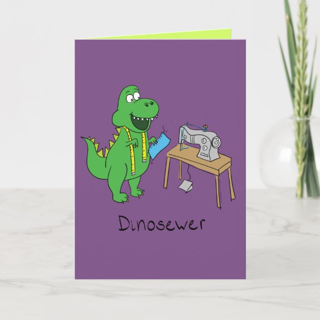 Carte de voeux drôle de couture de dinosaure de (Devant)
