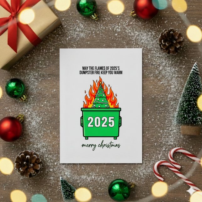 Carte de vœux drôle de feu de poubelle 2025 Noël (Créateur téléchargé)
